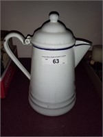 Antique white enamelware coffee pot