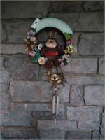 Welcome Friends outdoor wreath with wind chime