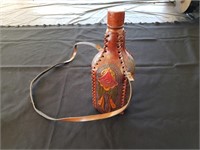 Vintage Leather Wrapped Glass Bottle - Panama