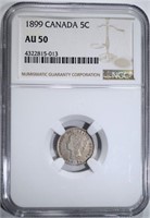 1899 CANADA 5-CENTS, NGC AU-50