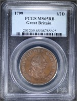 1799 1/2 D GREAT BRITAIN PCGS MS65RB