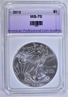 2012 SILVER EAGLE, APCG PERFECT GEM BU