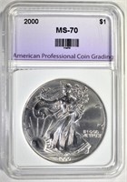 2000 SILVER EAGLE, APCG PERFECT GEM BU