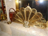 Brass Fireplace Screen, Wine Bucket and Brass