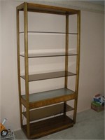 Pecan & Glass Shelf Unit 36 x13 x 78 Inch