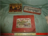 3pc Vintage English Board / Parlor Game Sets