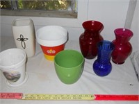 7pc Ceramic Planters & Glass Vases