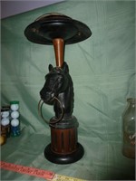 Vintage Cast Metal & Wood Horse Head Smoking Stand