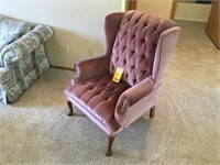 (2) Pink Wing Back Chairs