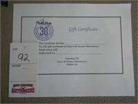 $30 gift cert. to Gary's All Season Maintenance