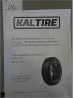 $100 gift certificate for tires, wheels