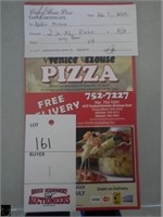 1 Gift Certificate for 2 XL Pizzas