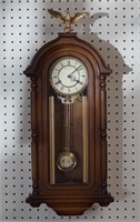 Vintage German Key Wind Pendulum Wall Clock