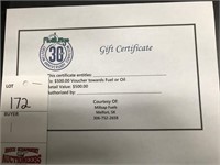 $500 Credit voucher for fuel, oil or TBA products