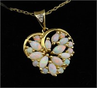 14k Gold And Opal Heart Pendant