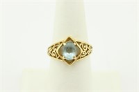 14k Gold And Blue Topaz Ring