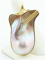 Large Mabe Pearl And 14k Gold Pendant