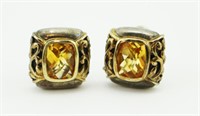 Sterling & 14k Gold Citrine Earrings
