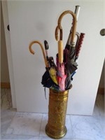 Brass Umbrella Holder with Umbrellas