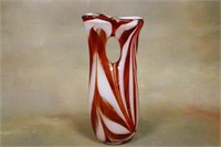 Art Glass Vase. Red & White