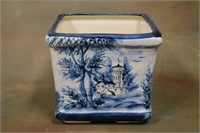 Hand Painted Blue & White Flower Pot