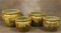 Set of 4 Royal Satsuma Fish Bowl Pots