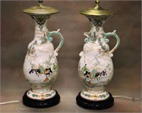 Pr. Antique Satsuma Vases - Lamps