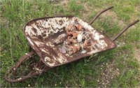 Antique Metal Wheel Barrel