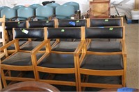 7 Wooden Chairs - Black Seat & Back