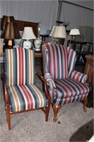 2 Striped Fabric Arm Chairs