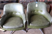 2 Vinyl Green Chairs