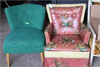 Floral Vinyl Chair & Green Chair
