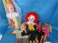 Vintage hand puppet, stuffed animals, Barbies &