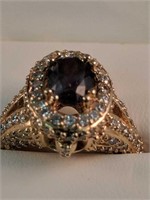 1.69 Ct Natural Alexandrite Diamond 18k Gold Ring