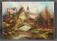Mid Century Rudolf Ehrmann Oil Painting on Canvas
