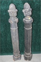 Pair of 38" cast iron posts with pineapple top