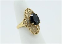 2.6 Carat Sapphire 14K Gold Filigree Ring