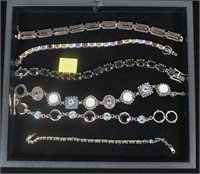 Lot, 6 sterling silver bracelets