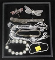 Lot, sterling silver bracelets and pins