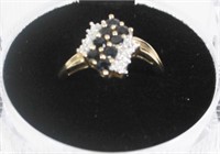 10K yellow gold sapphire and diamond ring