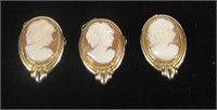 3- 14K Yellow gold Italian cameo pendants