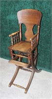 Oak child's high chair/rocker combination