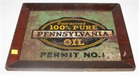 Pennsylvania 100% Pure Oil sign in vintage frame