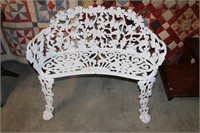 Cast iron bench with grape decoration