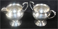 Sterling silver 4" cream and sugar set, not