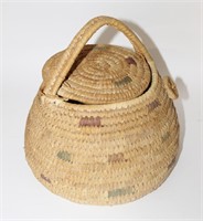 Basket with handle and top, 13" H