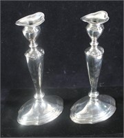 Pair sterling silver weighted 10" candle holders