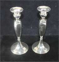 Pair Gorham sterling silver weighted 8.5" candle