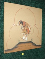 18" x 18" Indian sand painting, Indian dancing