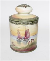 Hand painted Nippon covered jar, 6.5"